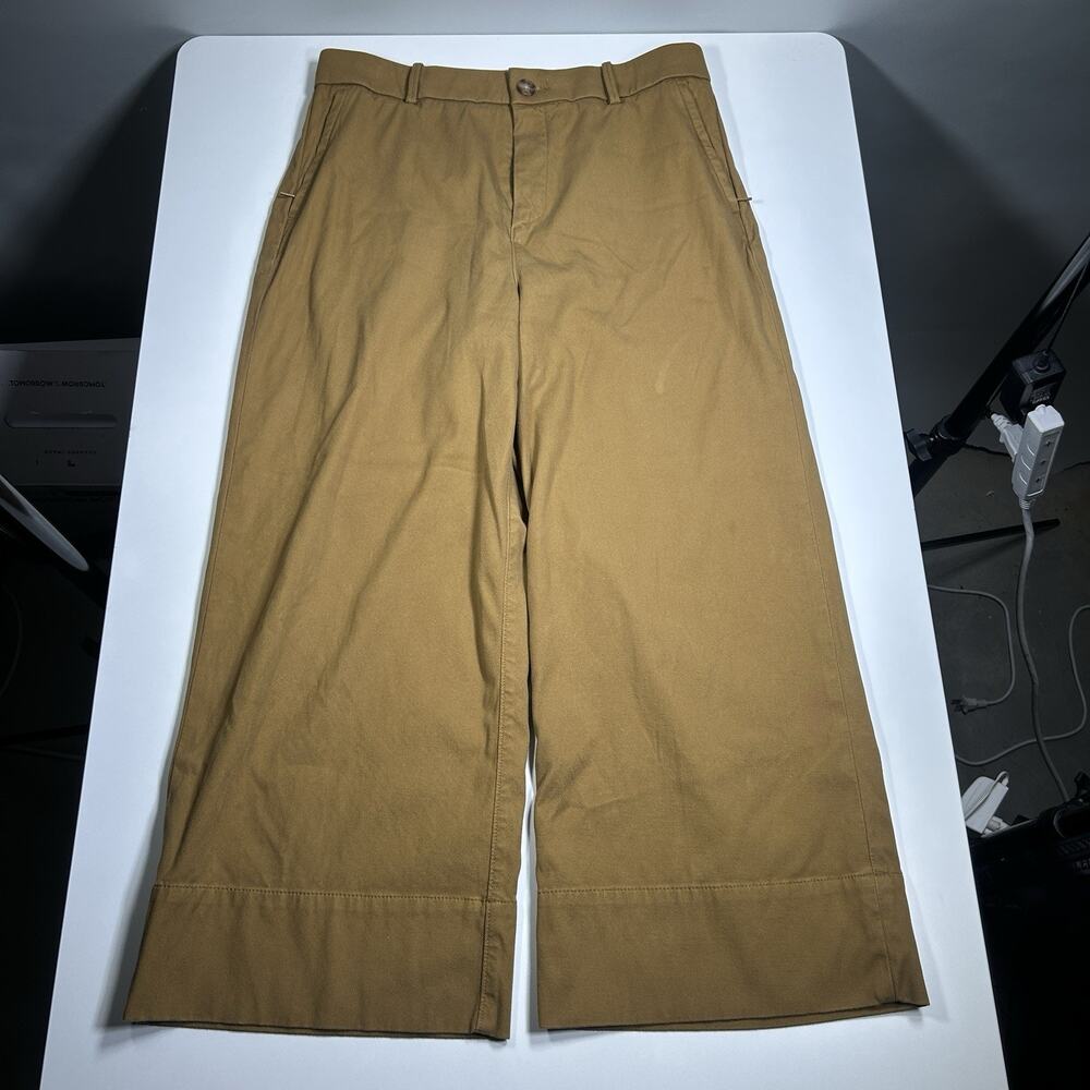 SPANX Womens XL Wide Leg Crop Pants Camel Brown Stretch Twill High Rise 32x26